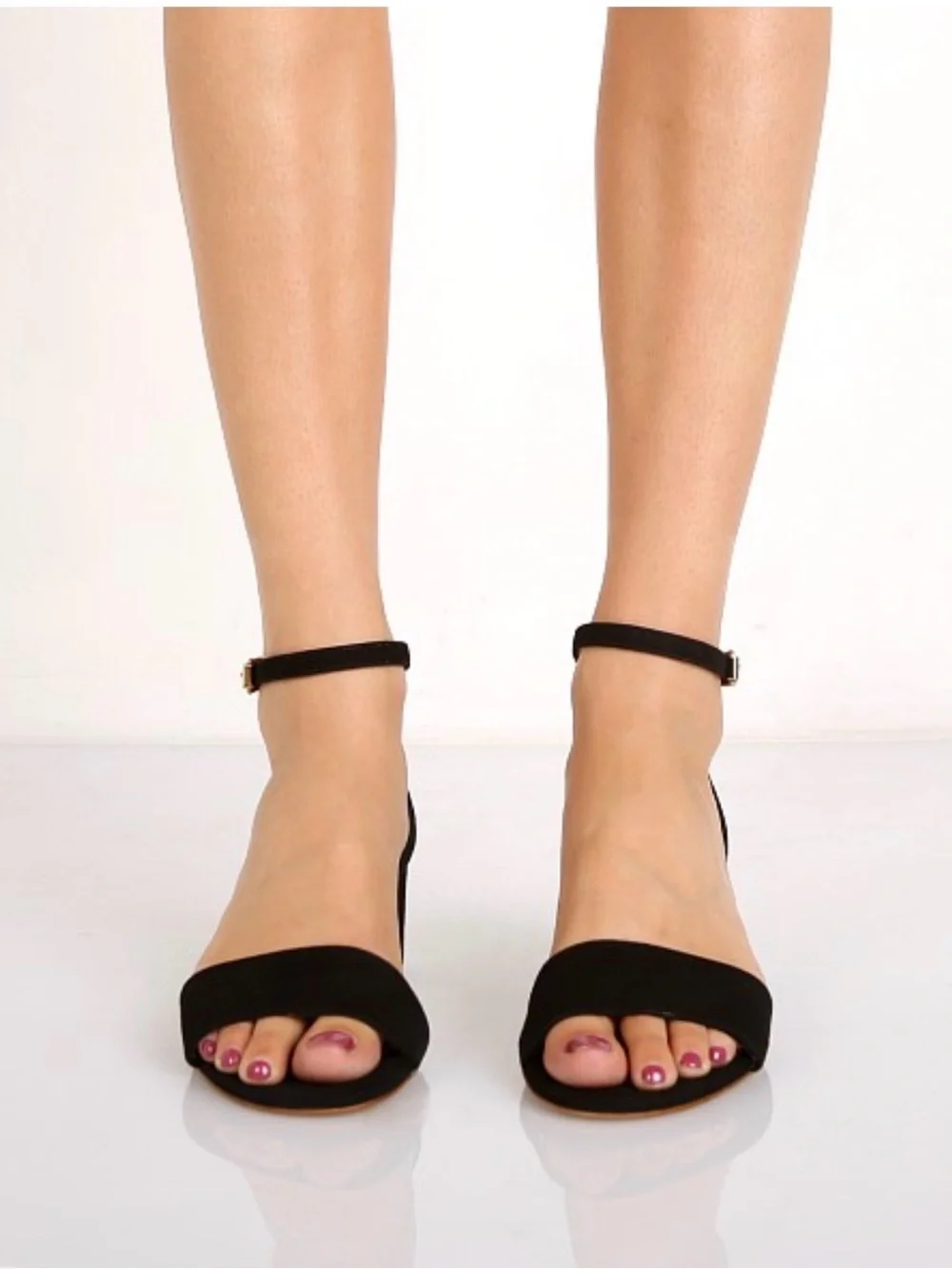 Free People Black Suede Ankle-Strap Block Heels